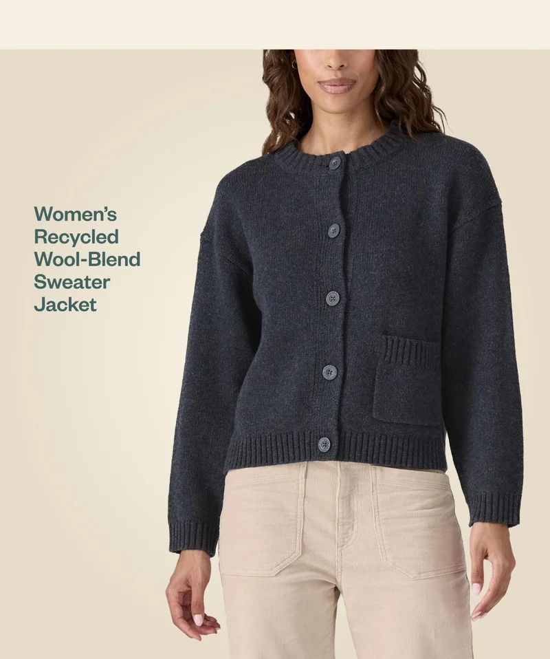 Women’s Recycled Wool-Blend Sweater Jacket