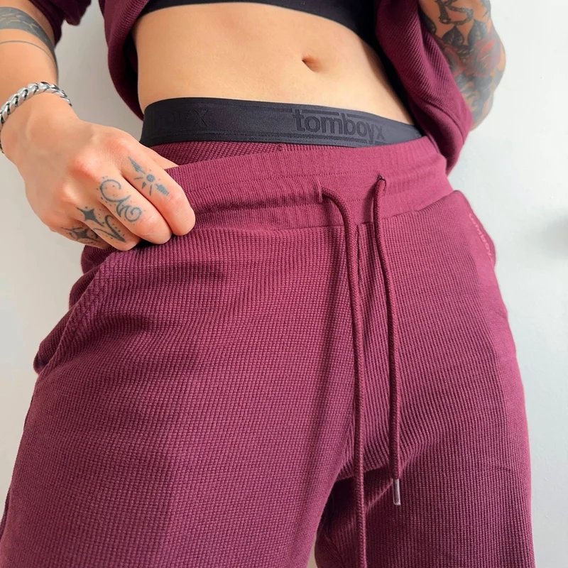 Image of Organic Cotton Waffle Jogger - Black Cherry