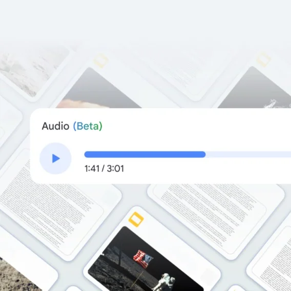 illustration of a play button and an audio line with the phrase 'Audio (Beta)'