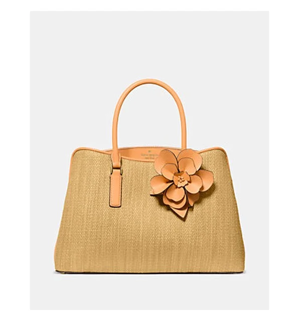 Thompson Street Straw Satchel Bag With Charm