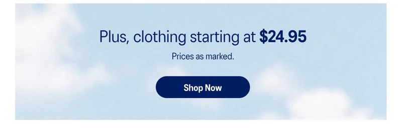 Clothing starting at $24.95