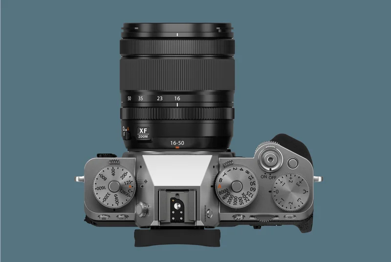 The Fujifilm X-T50 from a top-down perspective