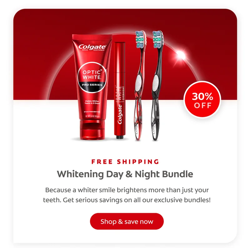 FREE SHIPPING Whitening Day & Night Bundle Because a whiter smile brightens more than just your teeth. Get serious savings on all our exclusive bundles! 30% off click here to shop & save now