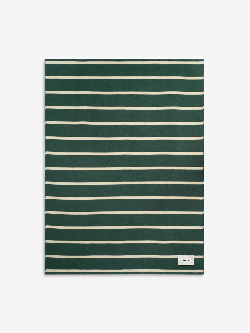 Image of TEKLA Lambswool Blanket 130x180cm - Rugby Stripes