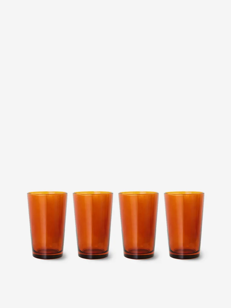 Image of HKLiving 70s Glassware: Tea Glasses (Set of 4) - Amber Brown
