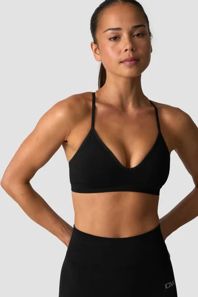 Image of Smooth Seamless Strappy Sports Bra Black