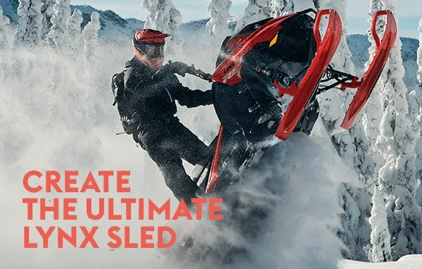 Riders performing jumps with Lynx sleds