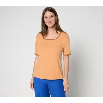 Isaac Mizrahi Live! Essentials Micro Pima Square Neck Top