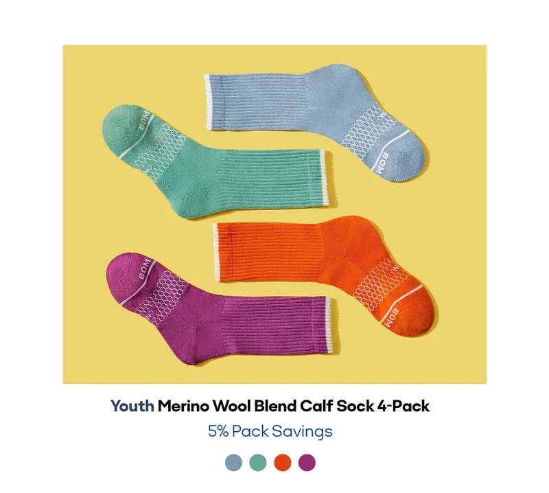 Youth Merino Wool Blend Calf Sock 4-Pack