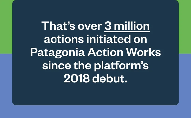That’s over 3 million actions initiated on Patagonia Action Works since the platform’s 2018 debut.