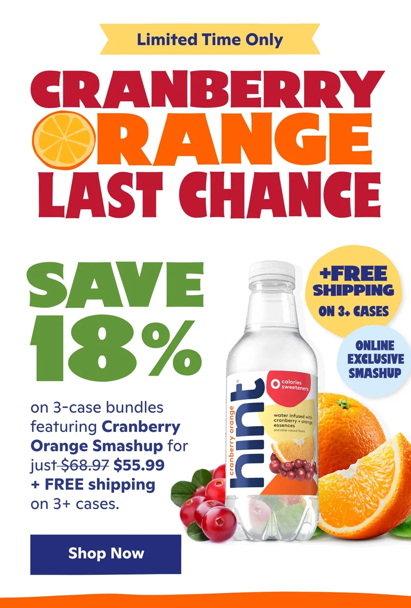 Save 18% on 3-case bundles featuring Cranberry Orange Smashup for just $55.99 + FREE Shipping on 3+ cases
