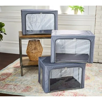 Periea Set of 3 Large Collapsible Denim Wash Storage Boxes