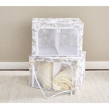 Periea Set of 2 Large Collapsible Storage Boxes with Divider