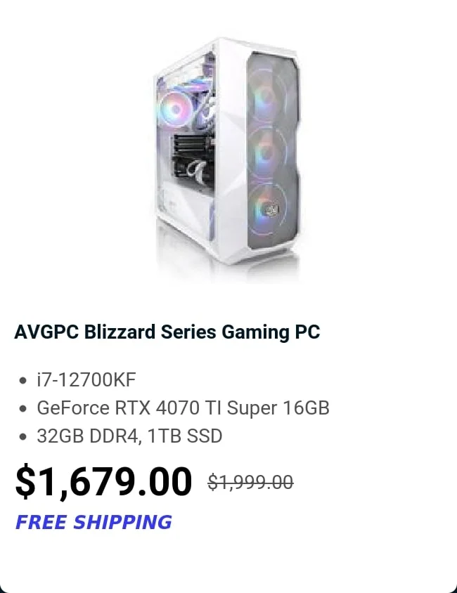 AVGPC Blizzard Series Gaming PC