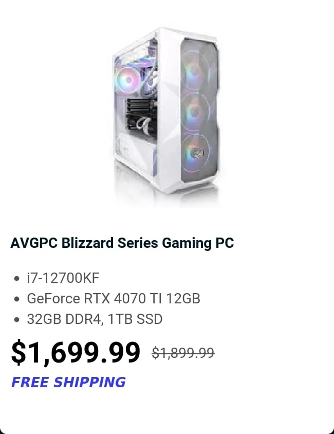 AVGPC Blizzard Series Gaming PC