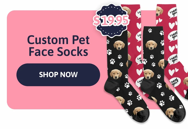 1. Custom Pet Face Socks $19.95