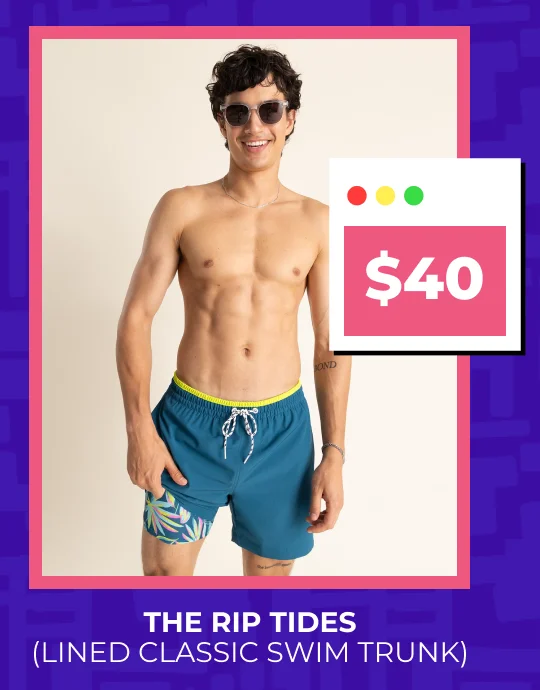 Lined Classic Swim Trunk: The Rip Tides NOW $40