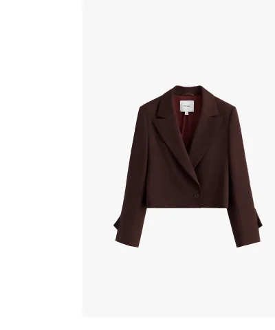 Wool Cropped Blazer Mocha