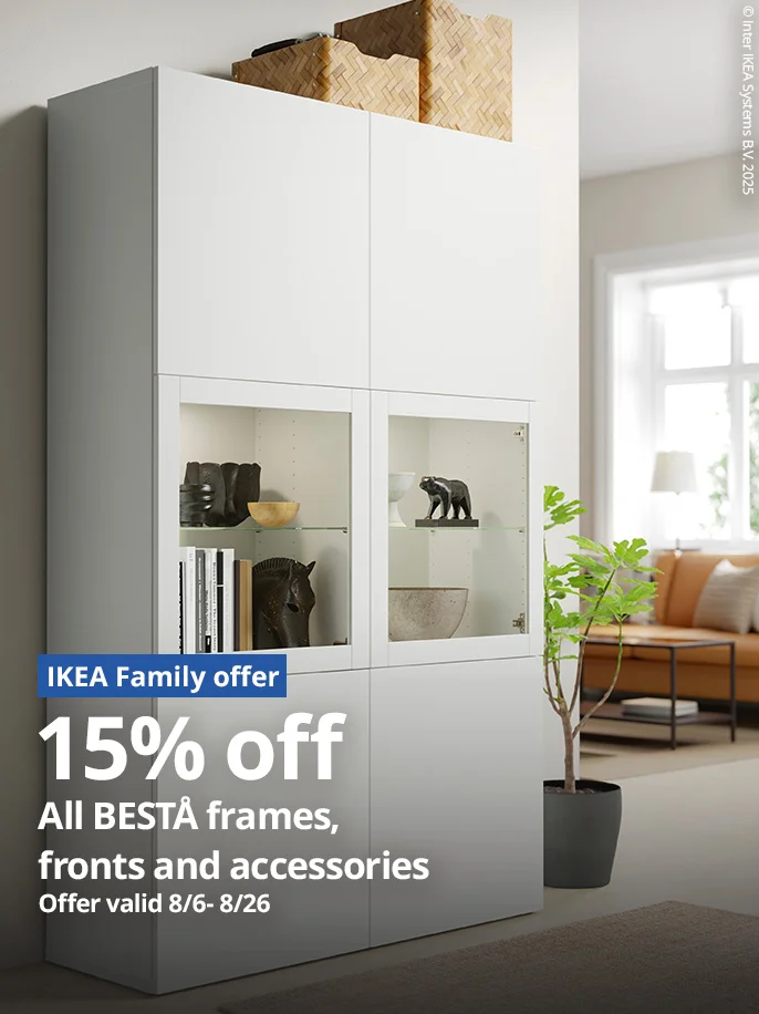 15% off all BESTÅ frames and fronts