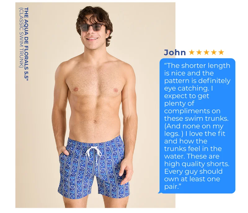 Classic Swim Trunk: The Aqua De Florals 5.5"