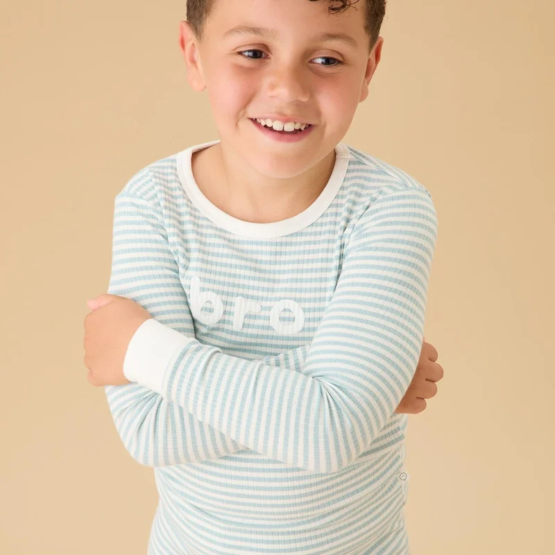 Image of Sea Stripe Bro Ribbed Pajama Set