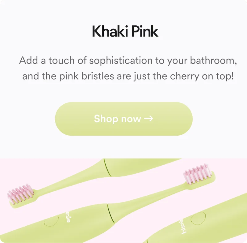 Khaki Pink. Add a touch of sophistication to your bathroom, and the pink bristles are just the cherry on top! Shop now!