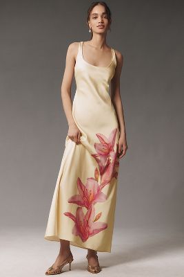 BHLDN Camille Scoop-Neck High-Shine Satin Maxi Dress