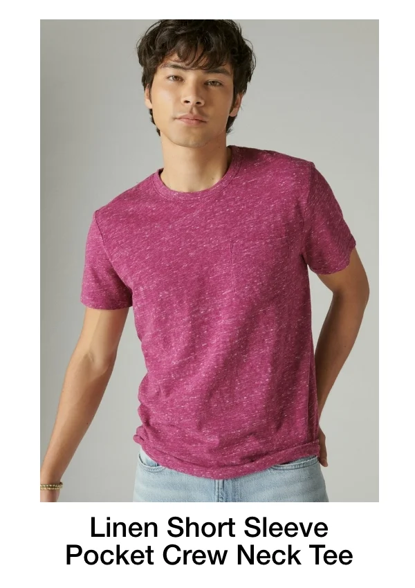 Linen Short Sleeve Pocket Crew Neck Tee