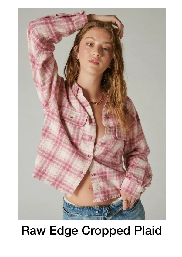 Raw Edge Cropped Plaid