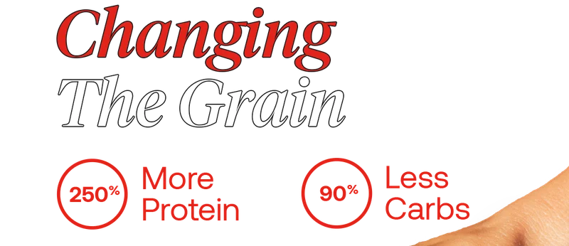 FEATURING: 250% MORE PROTEIN, 90% LESS CARBS