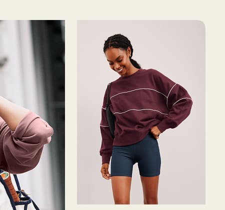 LuxeFleece Piper Oversized Sweatshirt in Dark Cherry