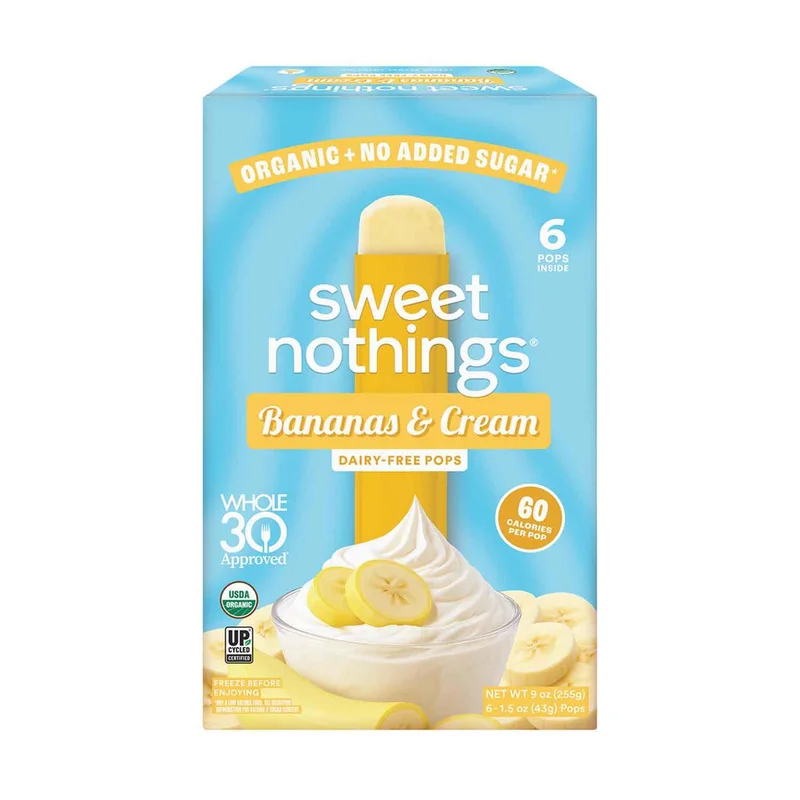 Organic Smoothie Pops, Bananas & Cream, 6 Ct