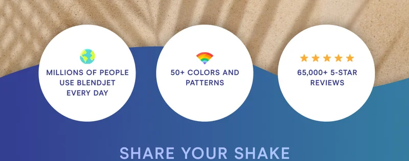 KEEP COOL Millions of people use BlendJet every day. 50+ colors and patterns. 65,000+ 5 star reviews.