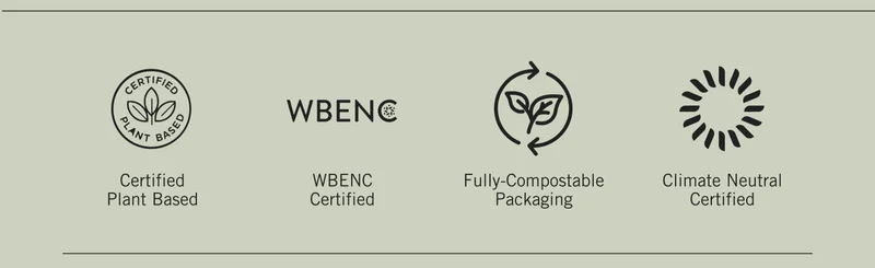 Certified Plant Based. WBE NC Certified. Fully-Compostable Packaging. Climate Neutral Certified.