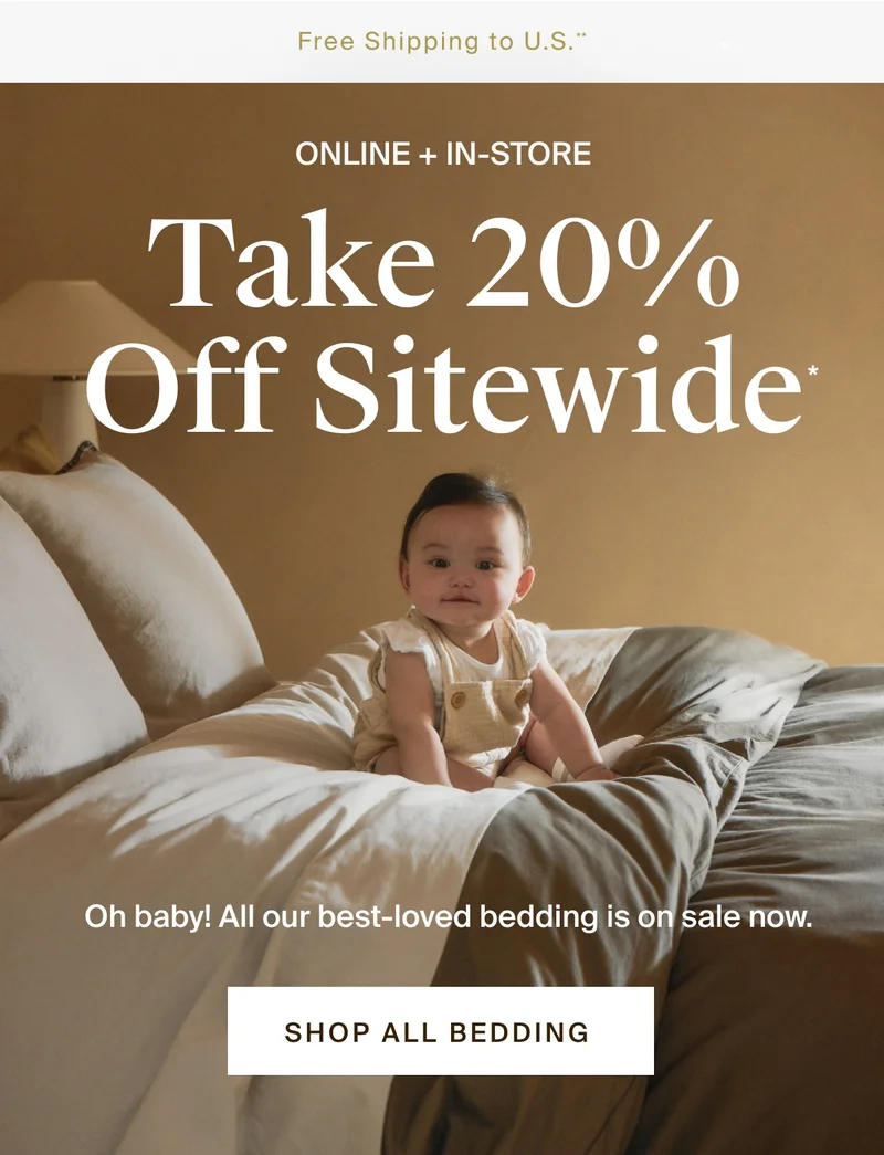Take 20% off sitewide. Shop all bedding.