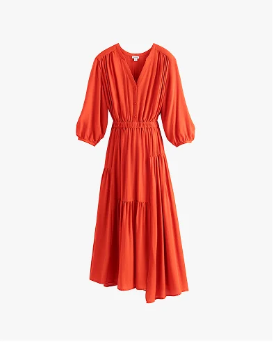 Tencel Gathered Panel Dress Lipstick