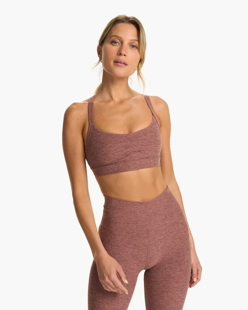 Image of Elevation Ruched Bra | Hazelnut Heather