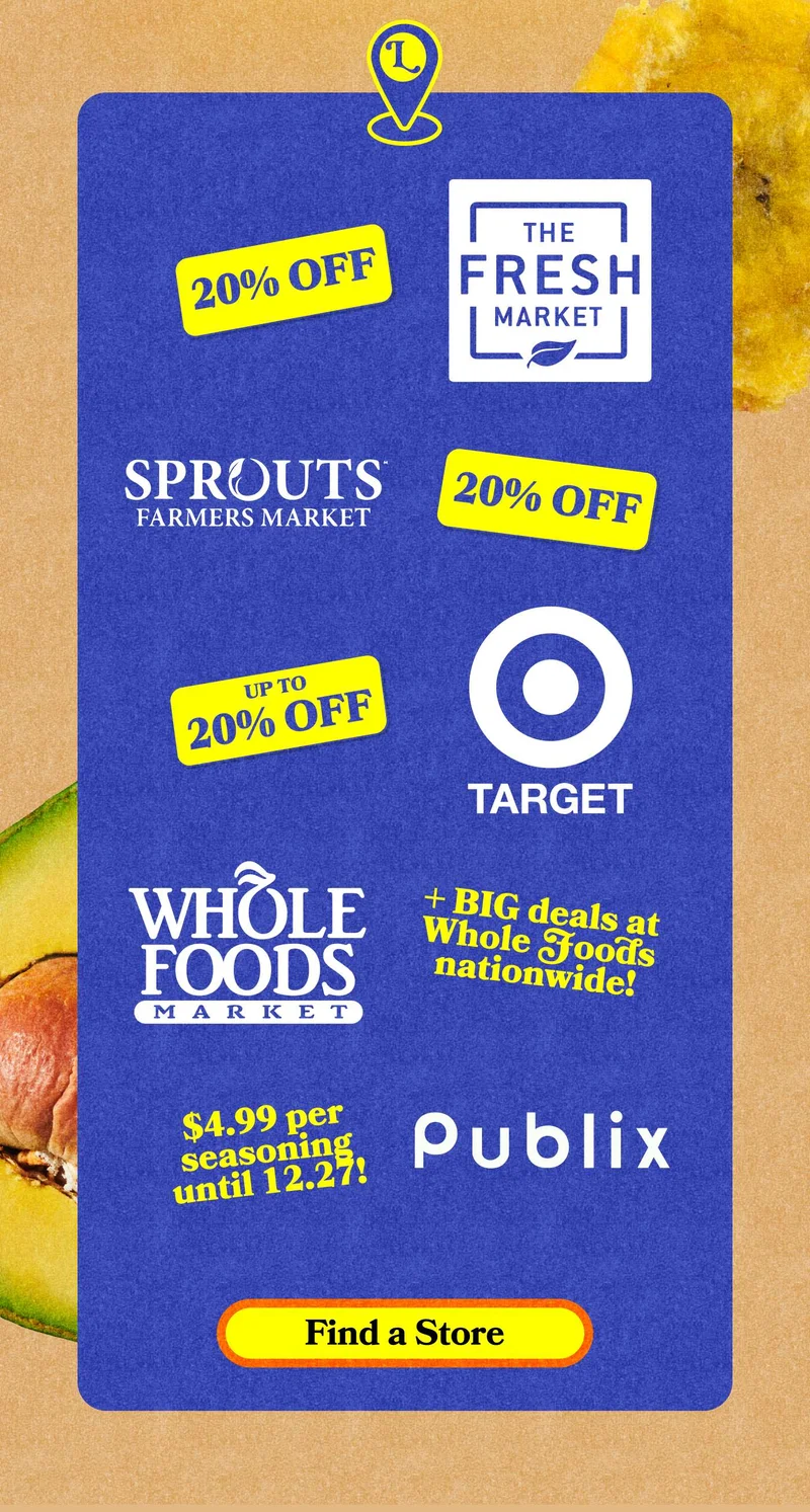 20% off at The Fresh Market 20% off at Sprouts stores Up to 20% Off at Target plus BIG deals at Whole Foods nationwide! FIND A STORE