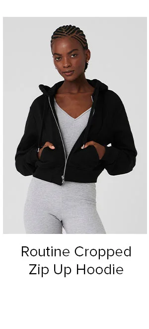 ROUTINE CROPPED ZIP UP HOODIE