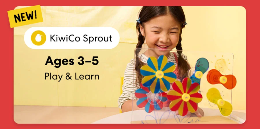 Young child smiling while working on creative KiwiCo Sprout projects, perfect for ages 3β5 for play and learn. Young child smiling while working on creative KiwiCo Sprout projects, perfect for ages 3β5 for play and learn.