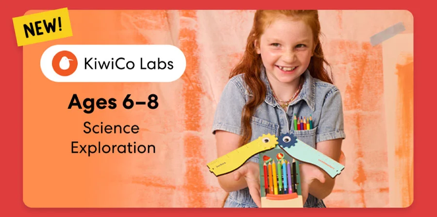 Young girl smiling while working on a science experiment from KiwiCo Labs. Hands-on STEM learning for ages 6β8. Young girl smiling while working on a science experiment from KiwiCo Labs. Hands-on STEM learning for ages 6β8.