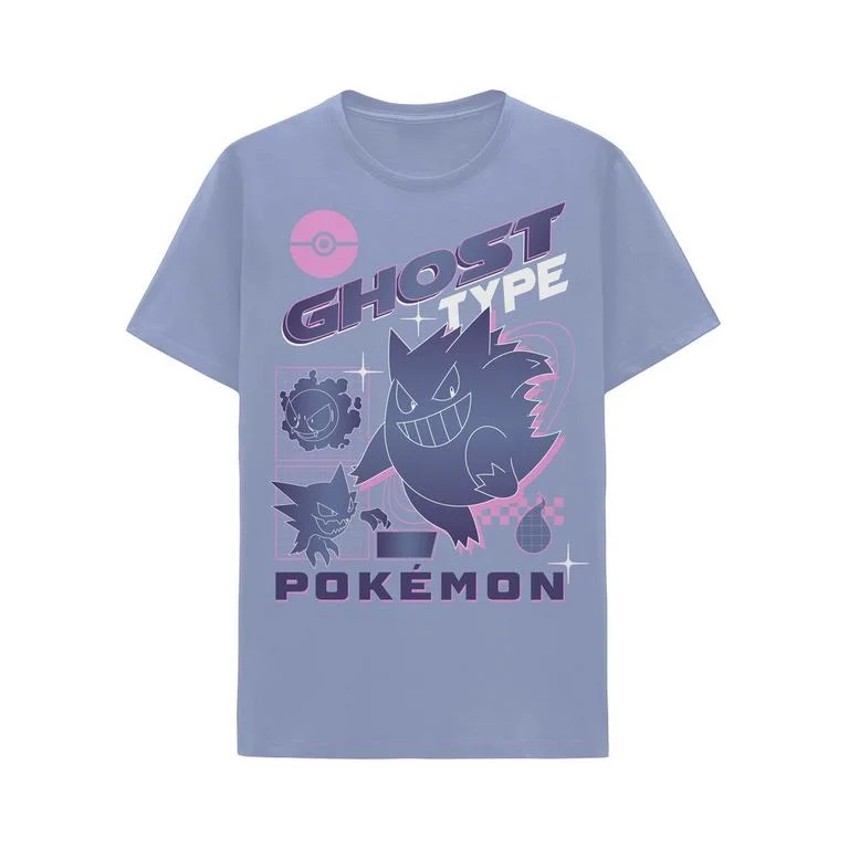 Pokemon Ghost Type Graphic Double Sided T-Shirt GameStop Exclusive - Size: Medium - Hybrid Apparel