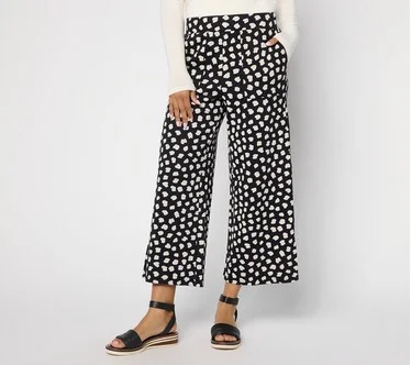 Susan Graver Soleil Petite Printed Slub Knit Pants
