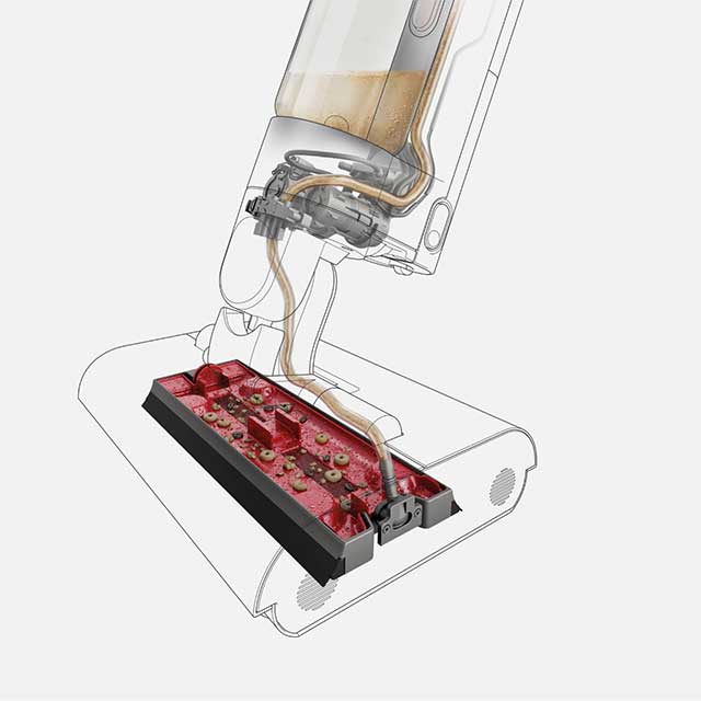 An illustration of the inner workings of the machine's waste separation system