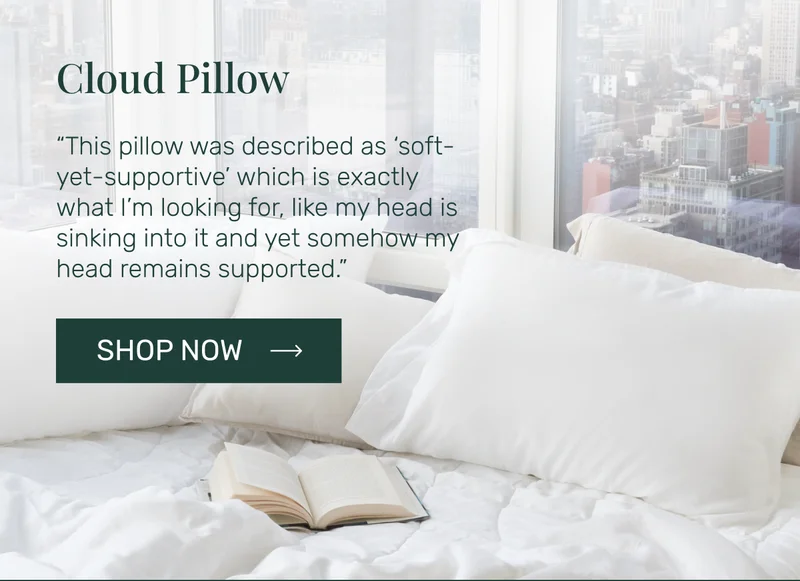 Cloud Pillow - “This pillow was described as ‘soft-yet-supportive’ which is exactly what I’m looking for, like my head is sinking into it and yet somehow my head remains supported.”