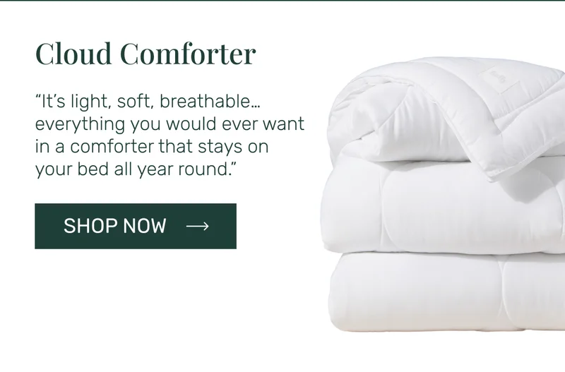 Cloud Comforter - “It’s light, soft, breathable…everything you would ever want in a comforter that stays on your bed all year round.”