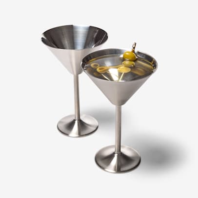 Stainless Steel S/2 Martini Glasses