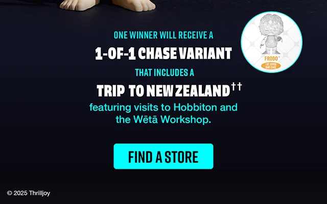 One winner will receive a 1 of 1 chase variant that includes a trip to New Zealand featuring visits to Hobbiton and the Weta Workshop. Fine a store.