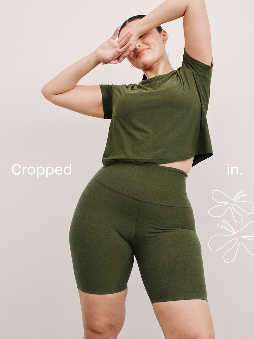 Featherweight Supreme Cropped Tee in Army Green Heather