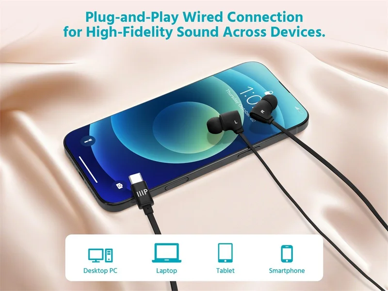 Monoprice Premium USB-C Wired Earbuds with Mic for Smartphones, Tablets, Laptops & Gaming